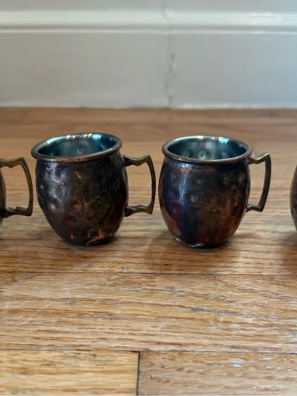 Set of 4 Copper Moscow Mule Mugs with Hammered Finish shot glasses